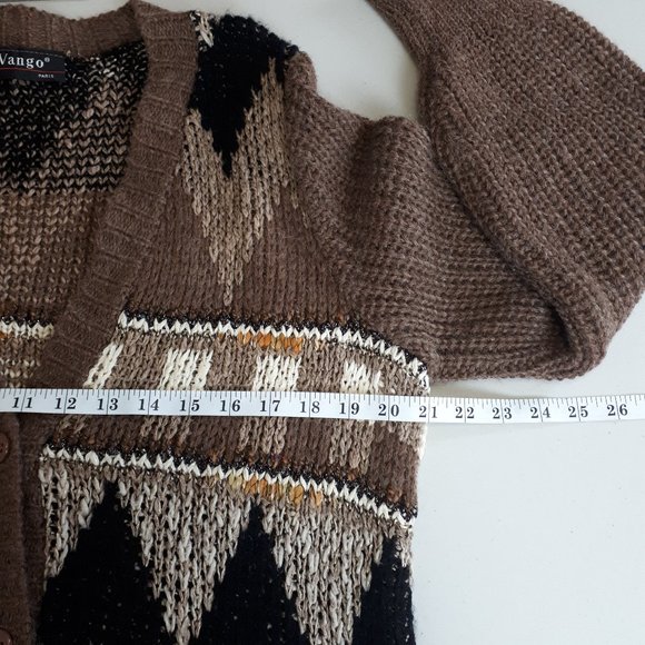 Vango Paris Vintage Tan Grandpa Knit Cardigan - Picture 8 of 12